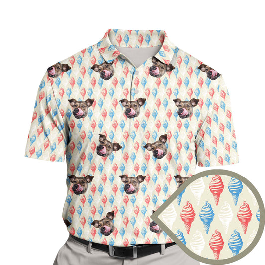 Colorful Ice Cream design featuring funny golf shirts with faces on them for a fun day on the course.