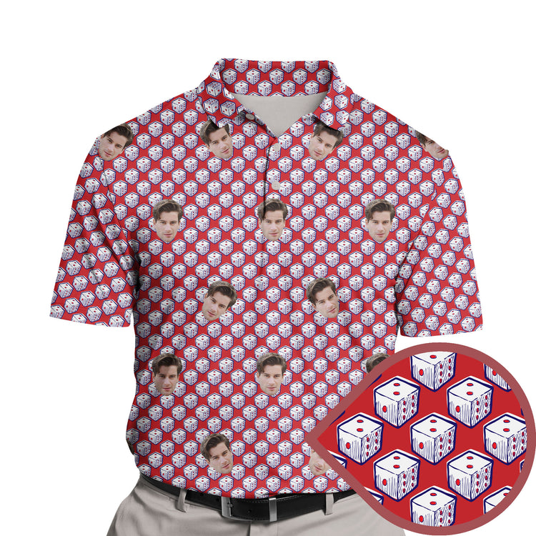 Funny golf shirts with faces on them featuring cartoon characters.