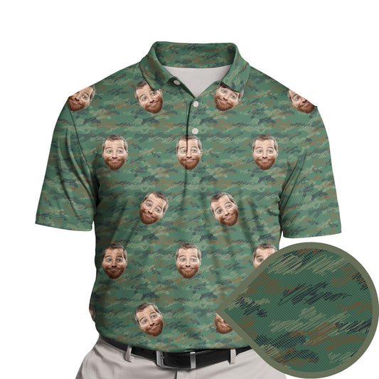 Green Camo Crew | Funny Golf Shirts with Faces or Logos