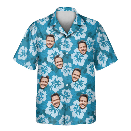 Hibiscus Paradise Vibes Custom Hawaiian Shirts showcase vibrant floral patterns, ideal for shirts with faces on them or personalized logos for any event.