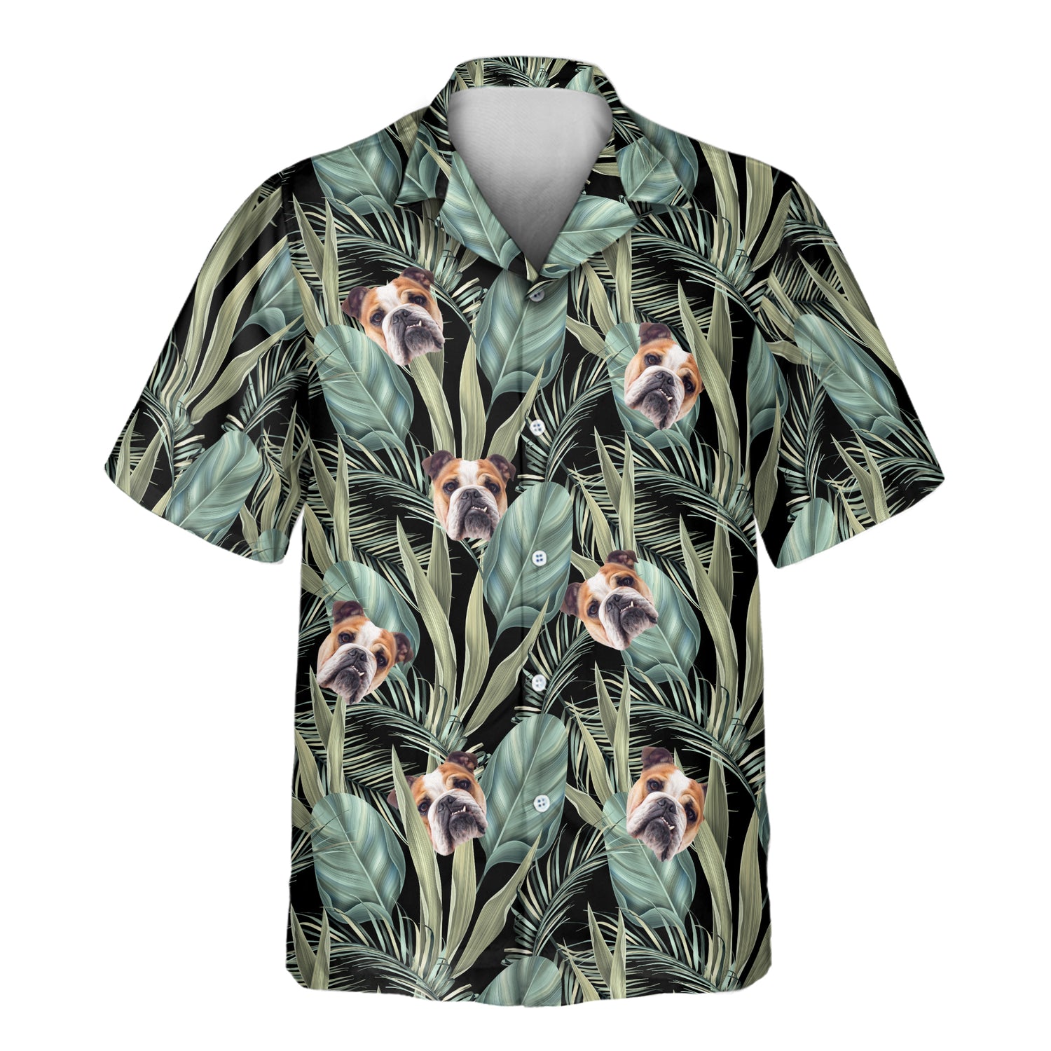 Palm Grove Custom Hawaiian Shirts with Faces or Logos, featuring tropical palm leaves and jungle foliage for a vibrant summer look.