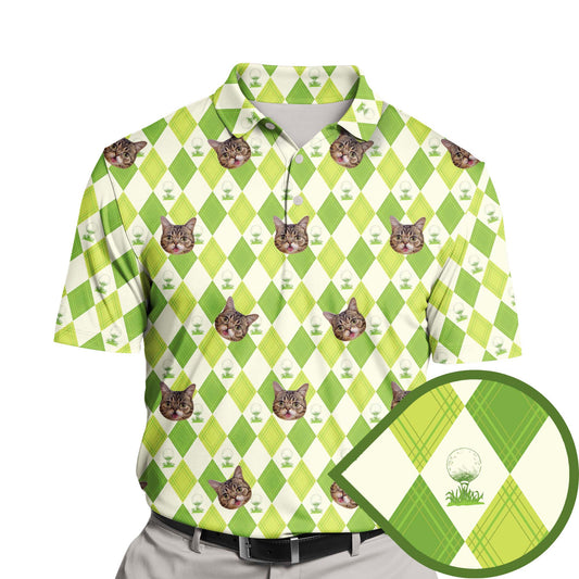 Funny golf shirts with faces on them for team play and laughs.