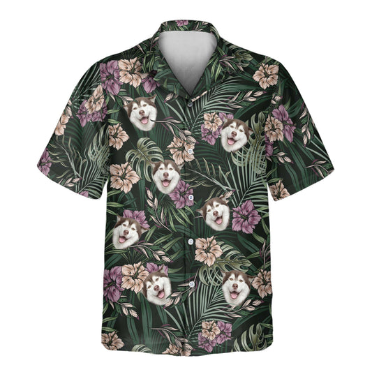 Vintage Tropical Natural custom Hawaiian shirts with faces on them, featuring retro tropical flowers, palm leaves, and exotic foliage for a classic island look.