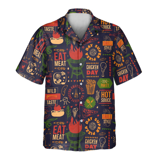 Custom Hawaiian shirts with faces on them, showcasing BBQ Feast Paradise—bold grill designs, beer mugs, and smoky flavors perfect for backyard cookouts.