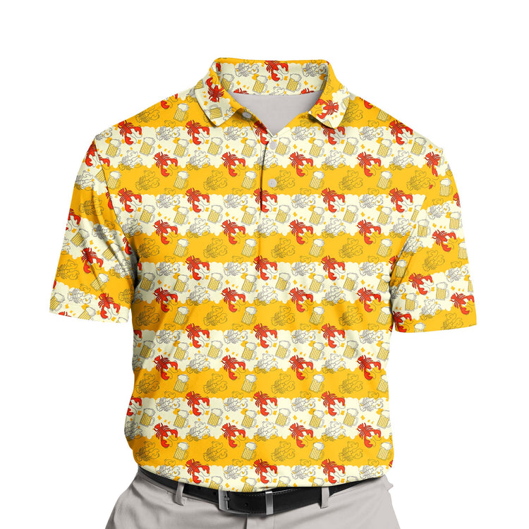 Custom Beer And Crawfish shirt design showcasing funny golf shirts with faces on them.