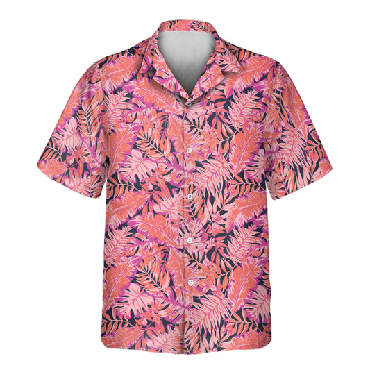 A Bright Colorful Tropical Florals Custom Hawaiian Shirt featuring vivid tropical flowers, lush palm leaves, and exotic rainforest elements. This stylish, breathable button-up shirt showcases bold colors and a lively summer vibe, perfect for beach vacations, luau parties, or casual island wear. Designed for comfort with a relaxed fit and short sleeves.