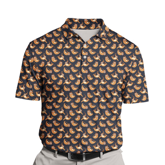 Colorful wildlife prints on funny golf shirts with faces.