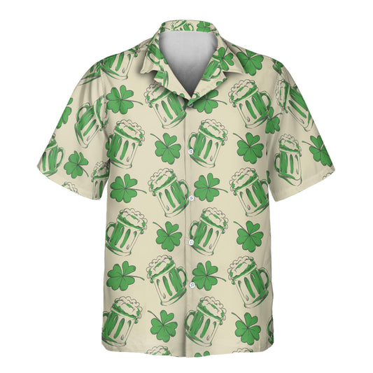 Festive custom Hawaiian shirts with faces on them, adorned with shamrocks, clovers, and vibrant green patterns, ideal for Saint Patrick's Day celebrations.