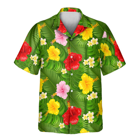 Bright and vibrant tropical Hawaiian shirts featuring colorful flowers, lush foliage, and tropical leaves. Perfect for summer vacations, beach resorts, and casual outings, these shirts capture the essence of paradise with their floral and exotic designs. Ideal for travel, outdoor gatherings, and creating a laid-back, stylish look.
