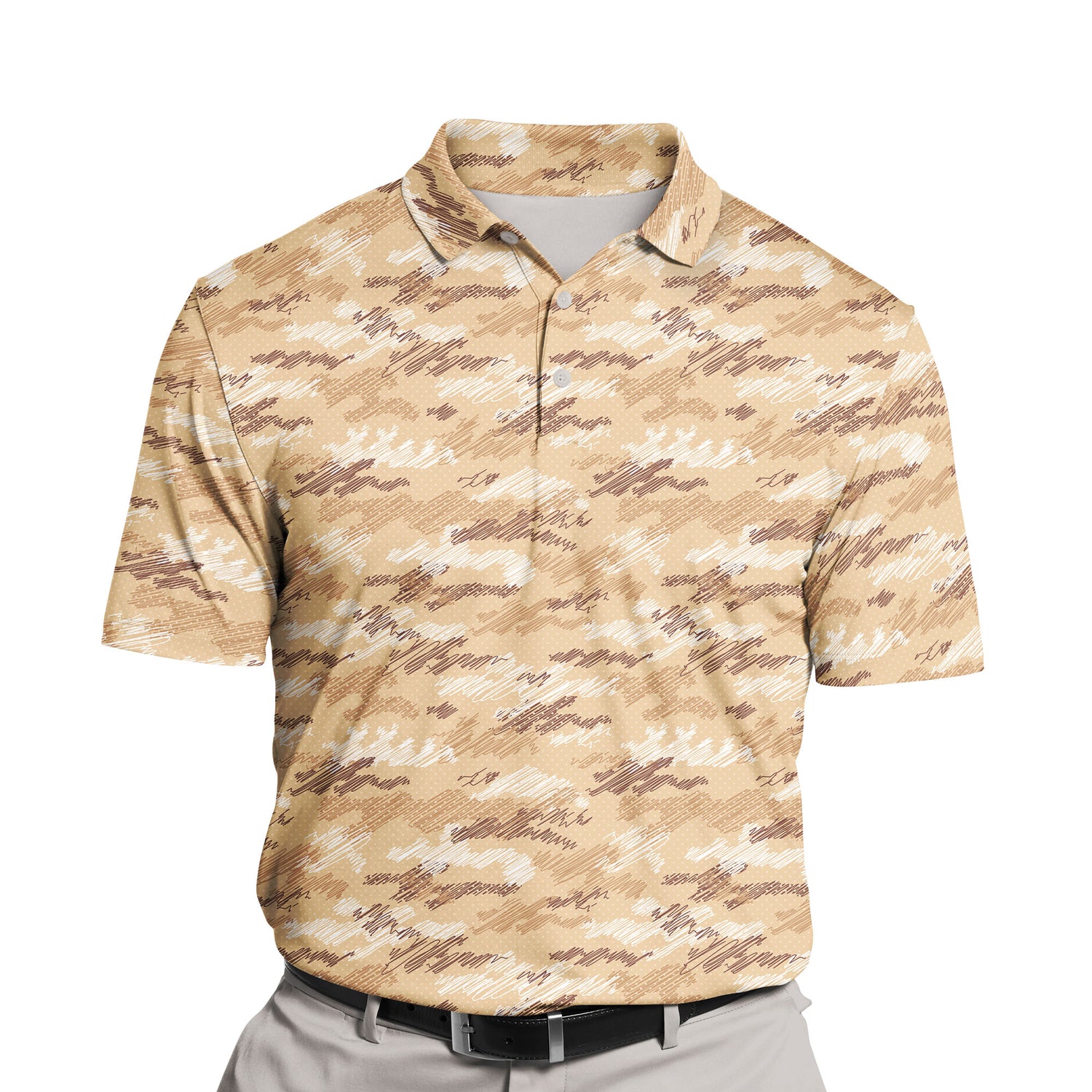 Custom funny golf shirts with faces on them for army enthusiasts.
