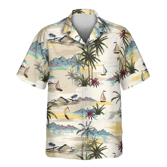 Relax in custom Hawaiian shirts featuring island landscapes, palm trees, and shirts with faces on them, capturing the calm of paradise with a stylish, lightweight design.