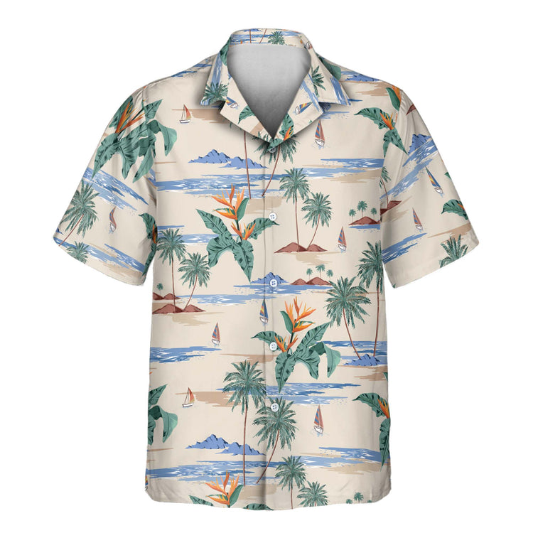 Step into paradise with custom Hawaiian shirts featuring coconuts and hibiscus. Personalize shirts with faces on them for a fun, tropical look.