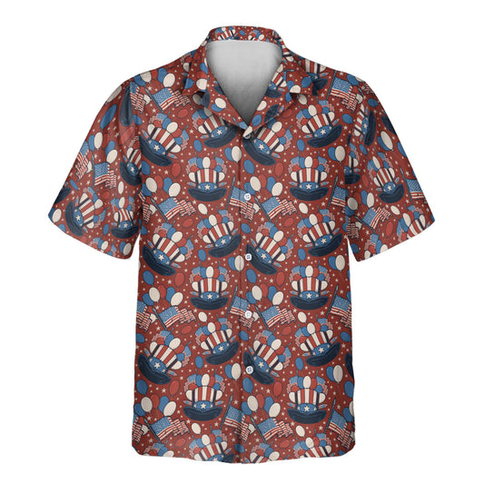 Custom Hawaiian shirts with faces on them, showcasing stars, stripes, and Uncle Sam’s top hat—perfect for patriotic celebrations and July 4th events.