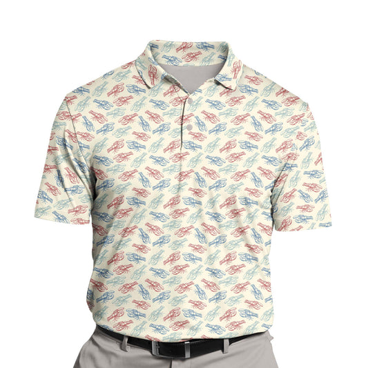 Custom funny golf shirts with faces on them and lobster designs.