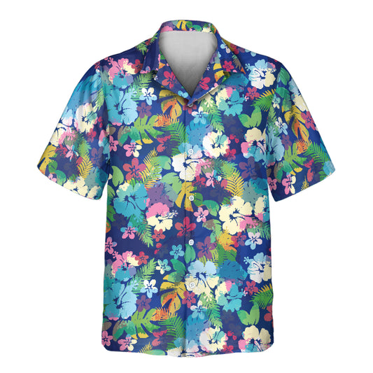 Brighten your style with custom Hawaiian shirts featuring bold hibiscus flowers. Add faces on them for a fun, electric tropical look perfect for any occasion.