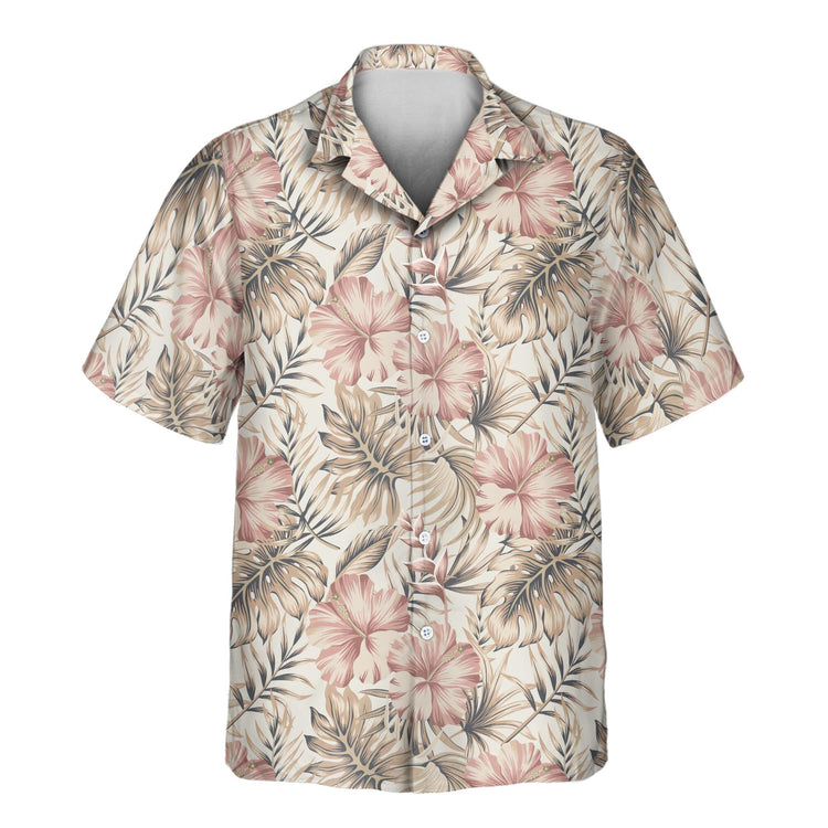 Timeless custom Hawaiian shirts featuring hibiscus flowers and palm leaves. Add faces on them for a personalized, retro style perfect for tropical getaways.