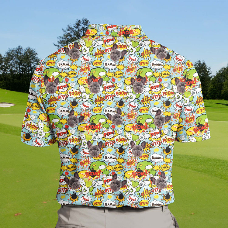 Colorful and vibrant, Dynamic Boom includes funny golf shirts with faces on them for a fun twist on traditional golf wear.