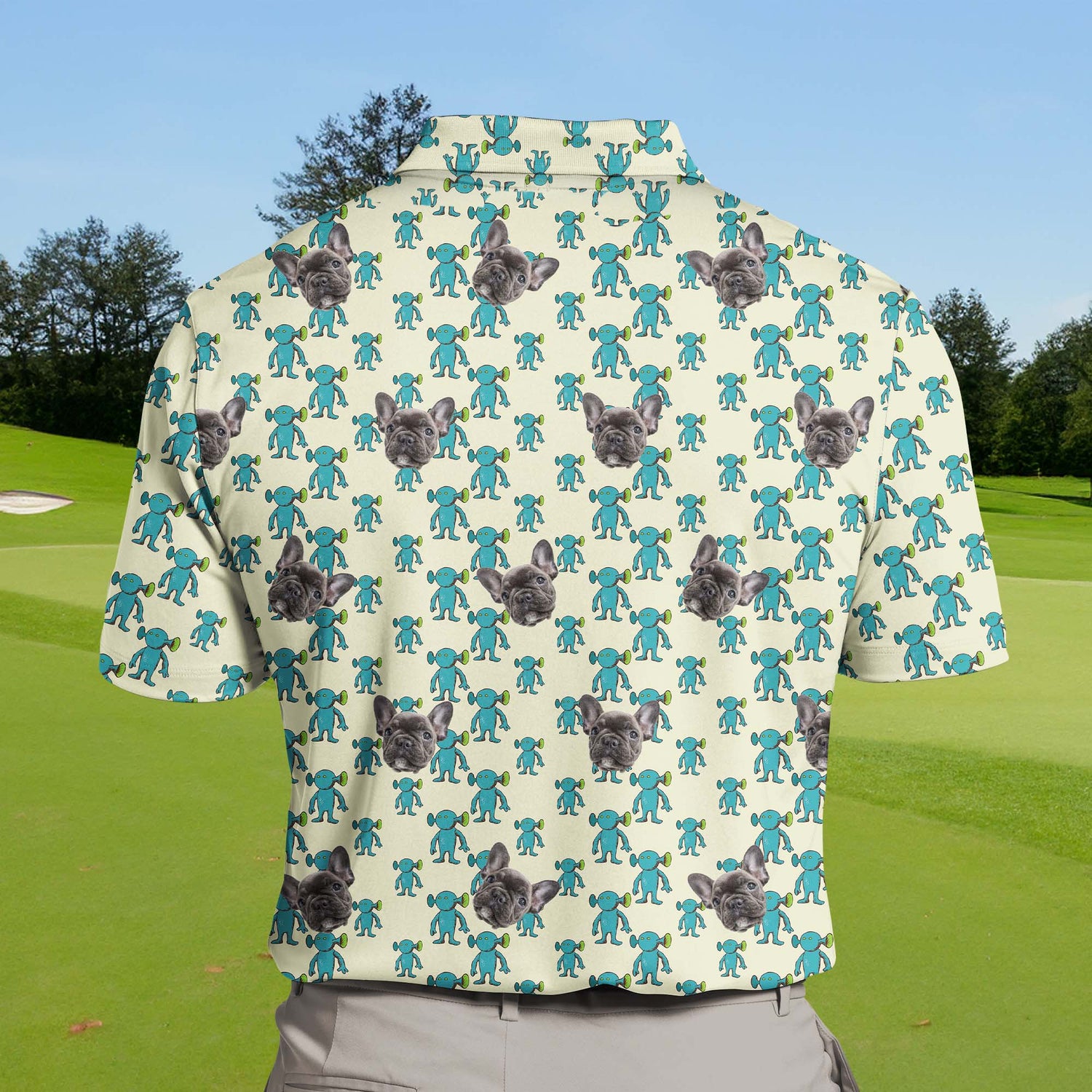 Humorous golf clothing with playful animal prints.