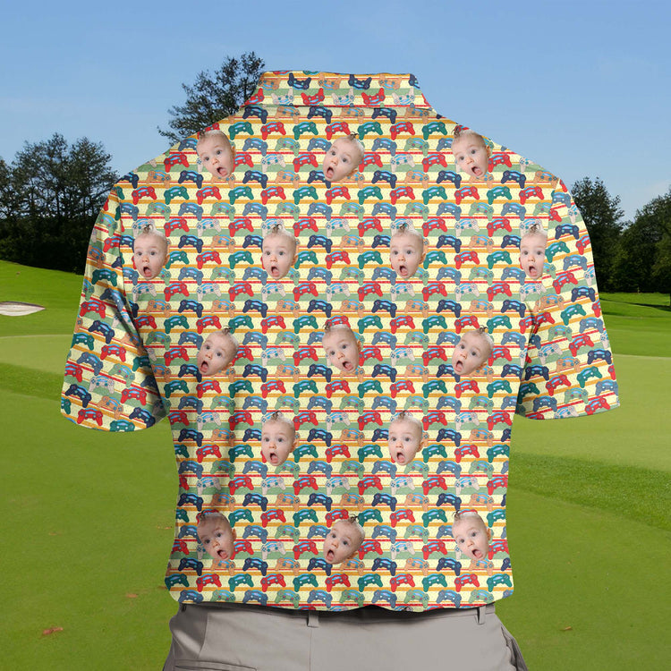 Funny golf shirts with faces on them, made for gamers and golf lovers.
