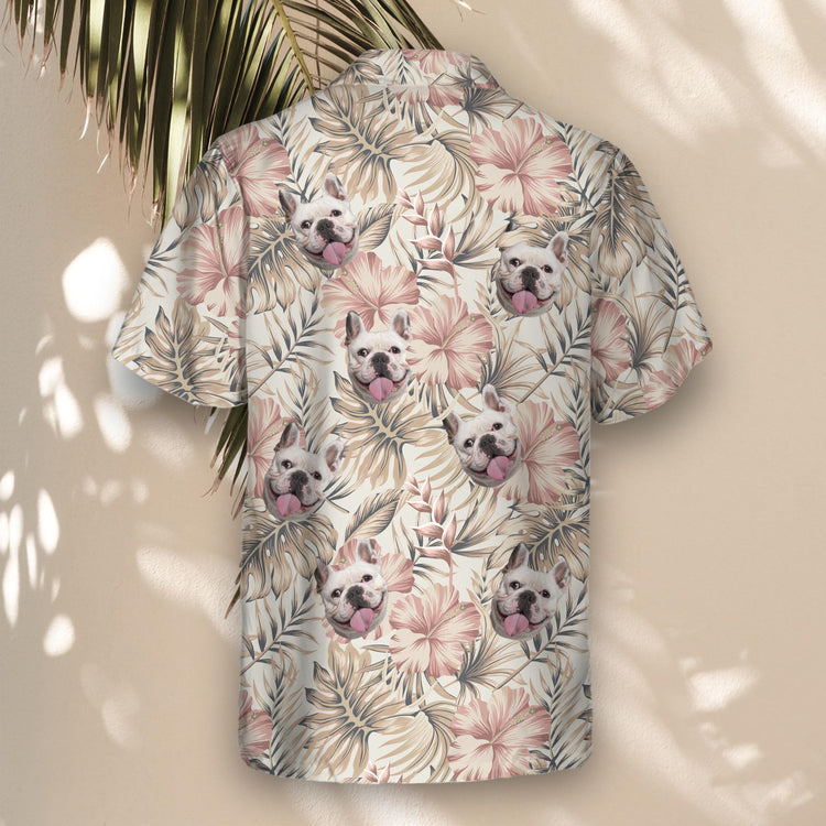 Classic custom Hawaiian shirts with vintage hibiscus and palm designs. Personalize with faces on them for a fun, tropical adventure-ready look.