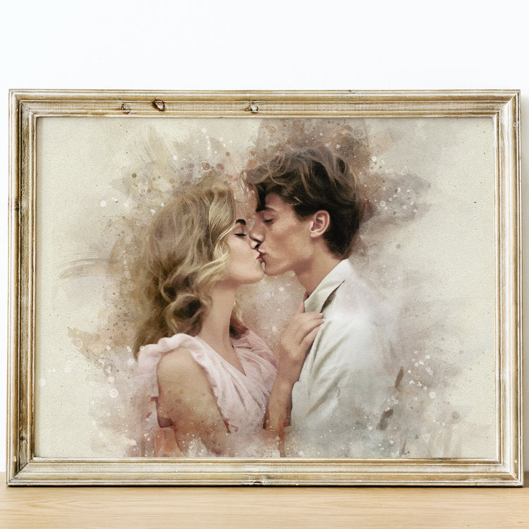 Turn your love story into art with a custom couple portrait painting! Our skilled portrait painting artists transform your photos into art, turning your picture into a drawing you’ll cherish. Perfect for home decor or gifting, it's a beautiful custom portrait painting from photo.