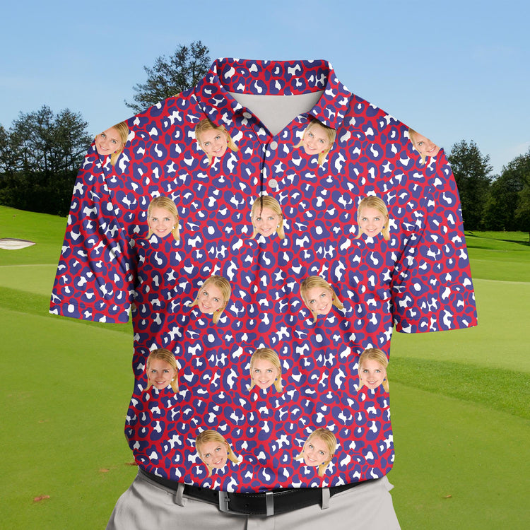 Stylish funny golf shirts with faces on them for summer parties.