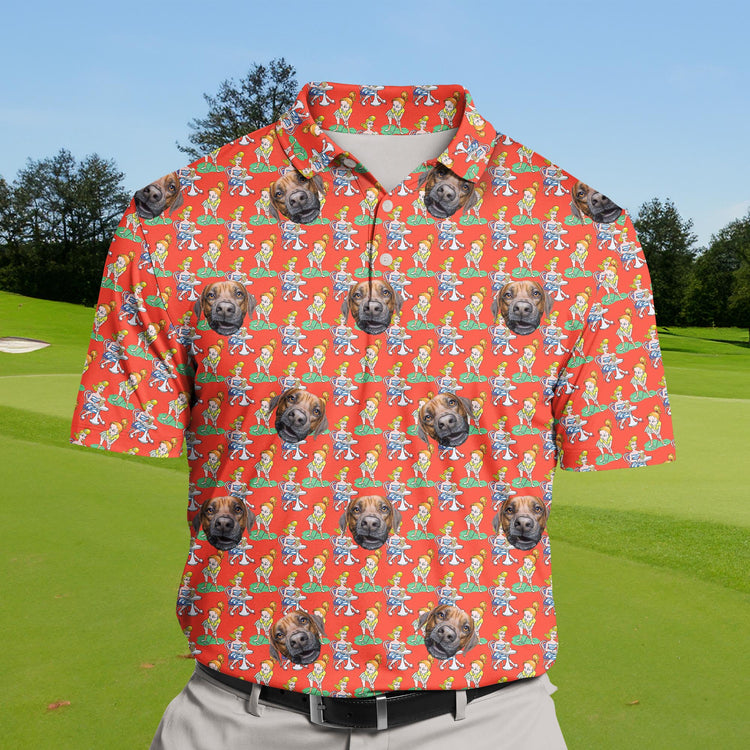 Big and tall funny golf shirts with faces on them and cocktail themes.