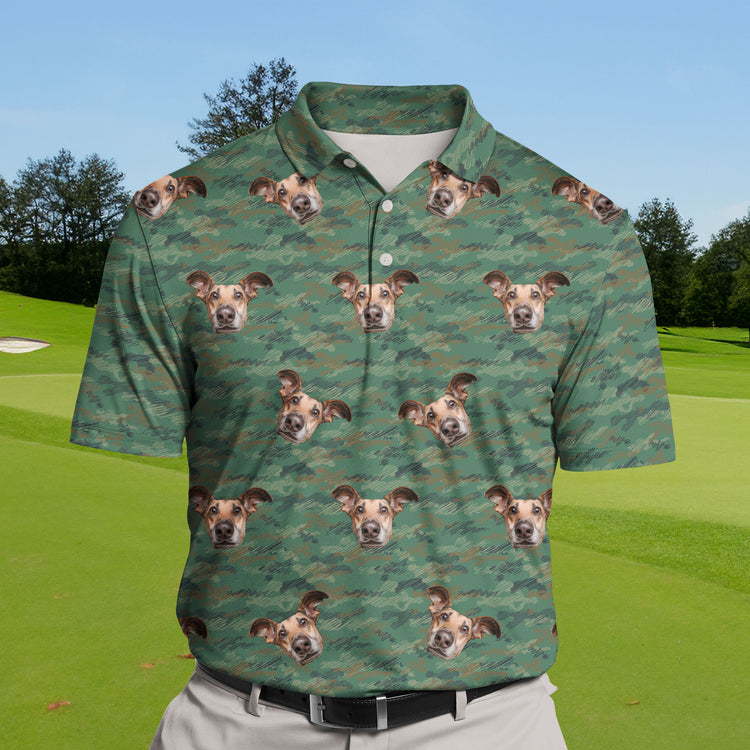 Green Camo Crew | Funny Golf Shirts with Faces or Logos