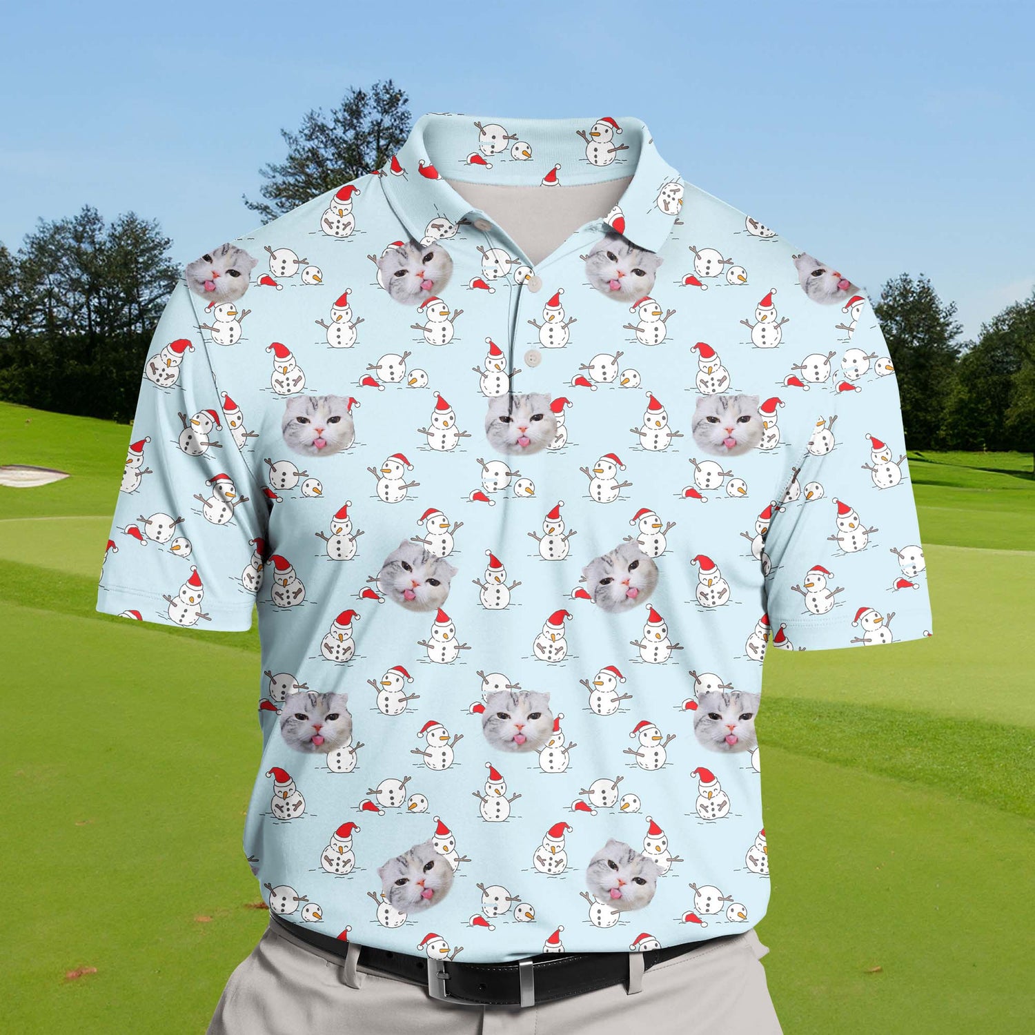 Big and tall funny golf shirts with faces on them.