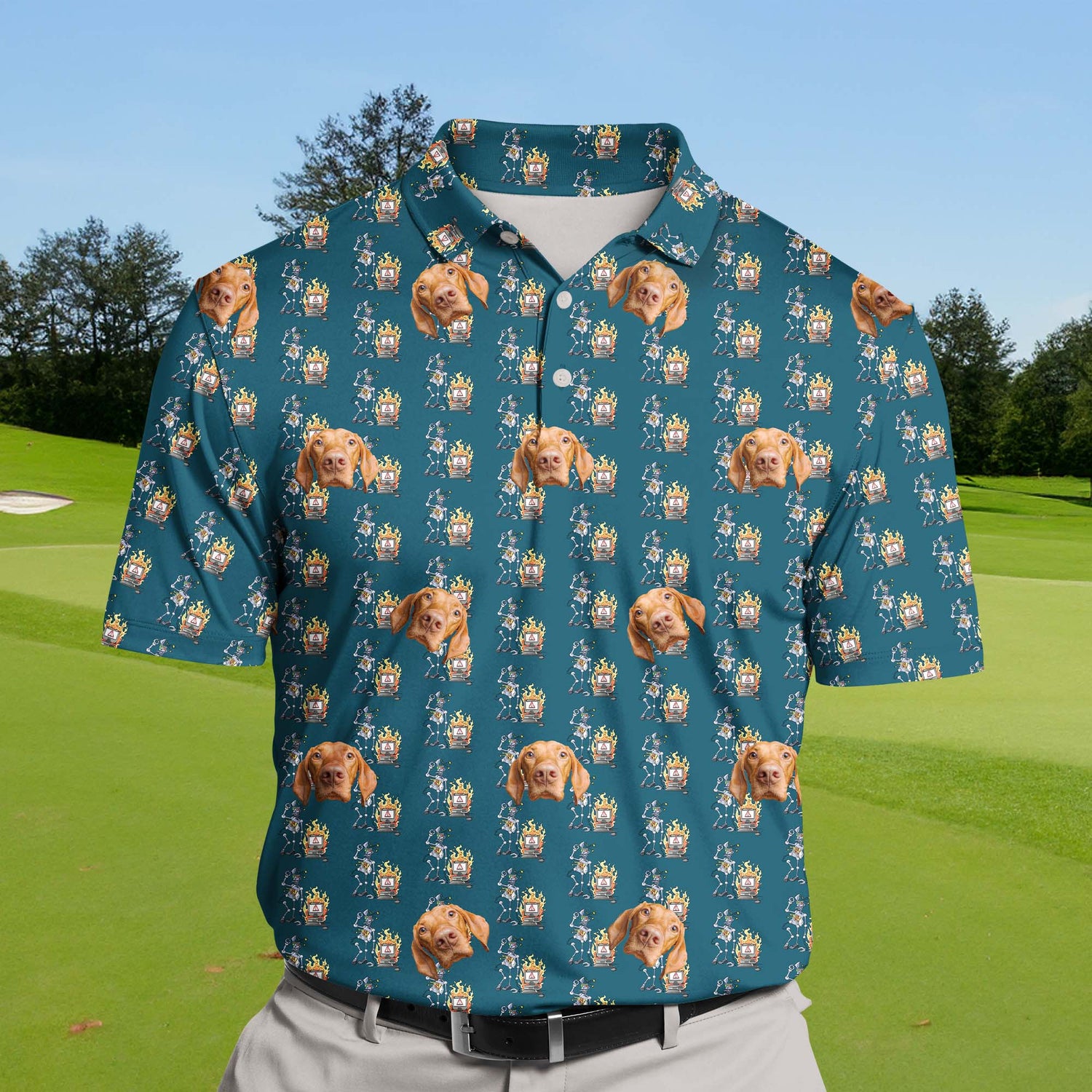 Unique quirky robot fails designs for funny golf shirts with faces.