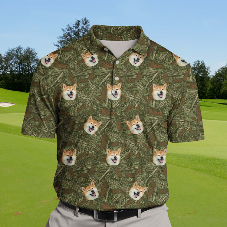 Unique funny golf shirts with faces on them featuring rocket illustrations.