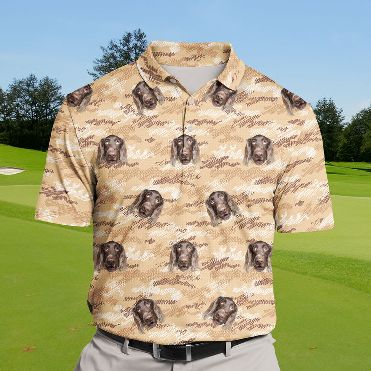 Unique funny golf shirts with faces on them for sharpshooters.