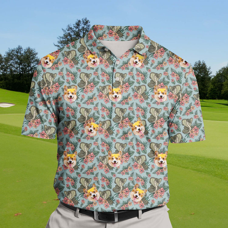 Team golf polos with faces on them and jungle animal graphics.
