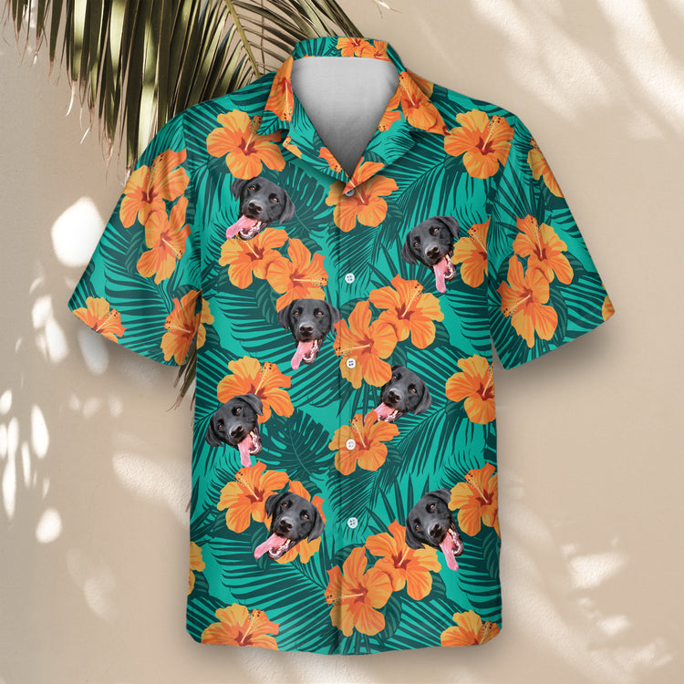 A Tropical Flowers and Palm Leaves Custom Hawaiian Shirt featuring vibrant hibiscus flowers, lush palm leaves, and tropical greenery. This comfortable, short-sleeve shirt offers a relaxed fit, perfect for beach vacations, summer parties, or casual island wear, with a bold and exotic floral design.