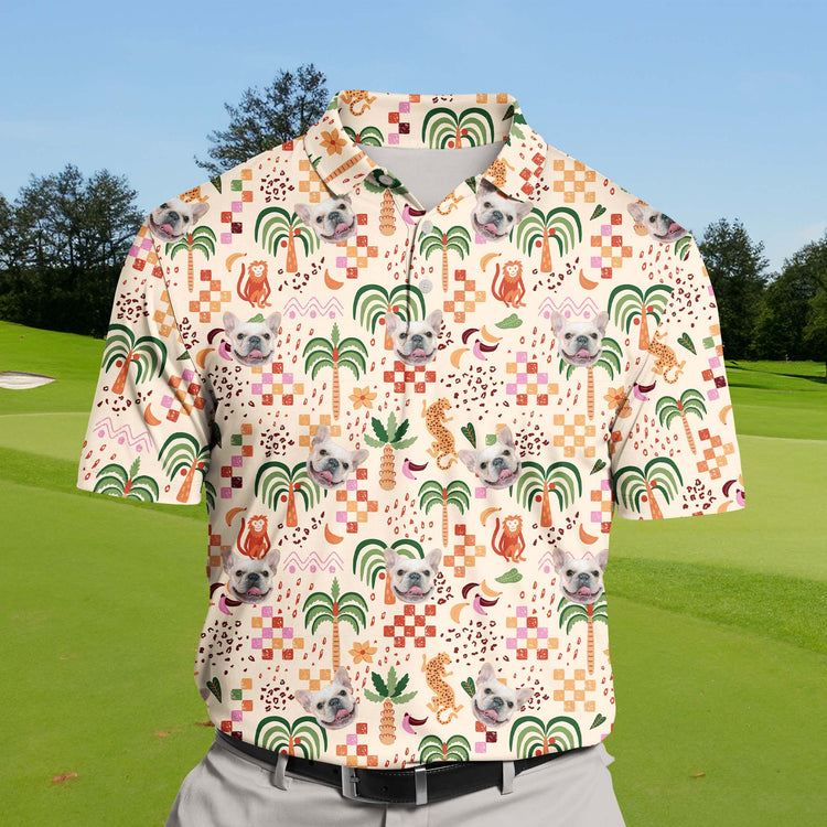 Enjoy the sun in our Tropical Summer Vacation shirt, a great choice for funny golf shirts with faces on them for a unique style.