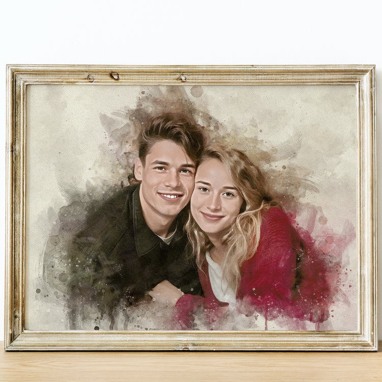 Turn your love story into art with a custom couple portrait painting! Our skilled portrait painting artists transform your photos into art, turning your picture into a drawing you’ll cherish. Perfect for home decor or gifting, it's a beautiful custom portrait painting from photo.
