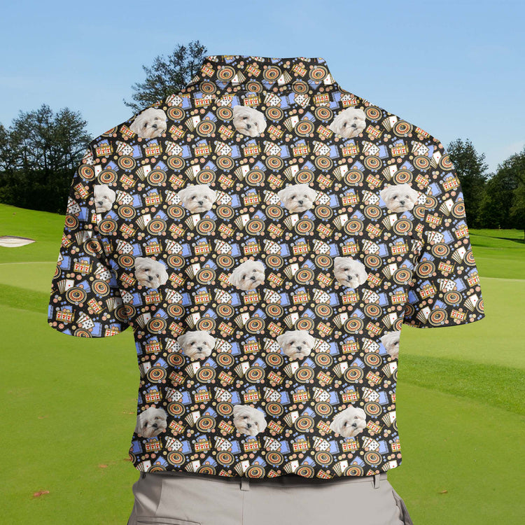 Stylish funny golf shirts with faces on them, designed for fun on the golf course.