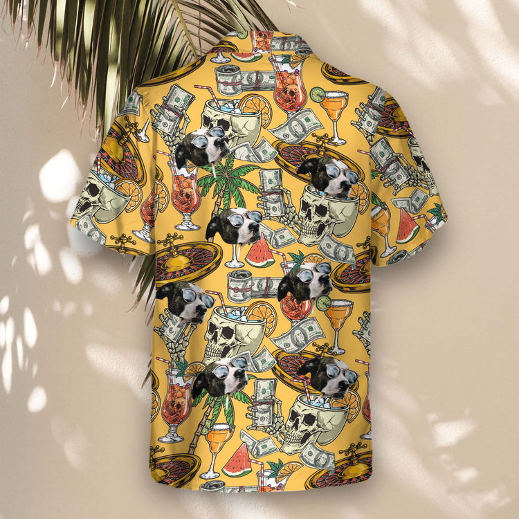 Get playful with custom Hawaiian shirts featuring casino designs and shirts with faces on them, capturing the excitement of jackpots, cocktails, and palm trees.
