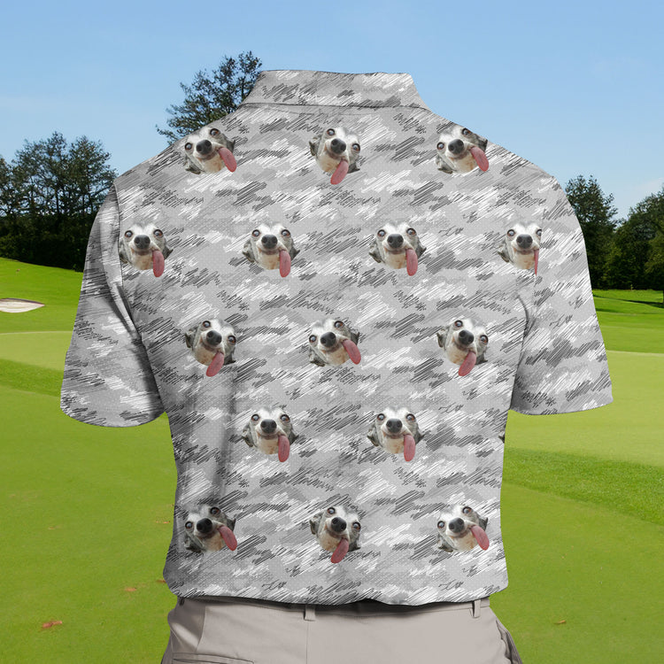 Fun military-inspired funny golf shirts with faces on them for kids.