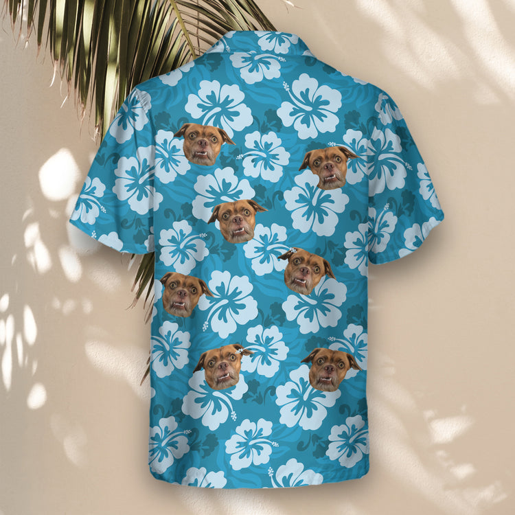 Lightweight custom Hawaiian shirts with stunning hibiscus designs, ideal for adding shirts with faces on them for beach days or casual outings.