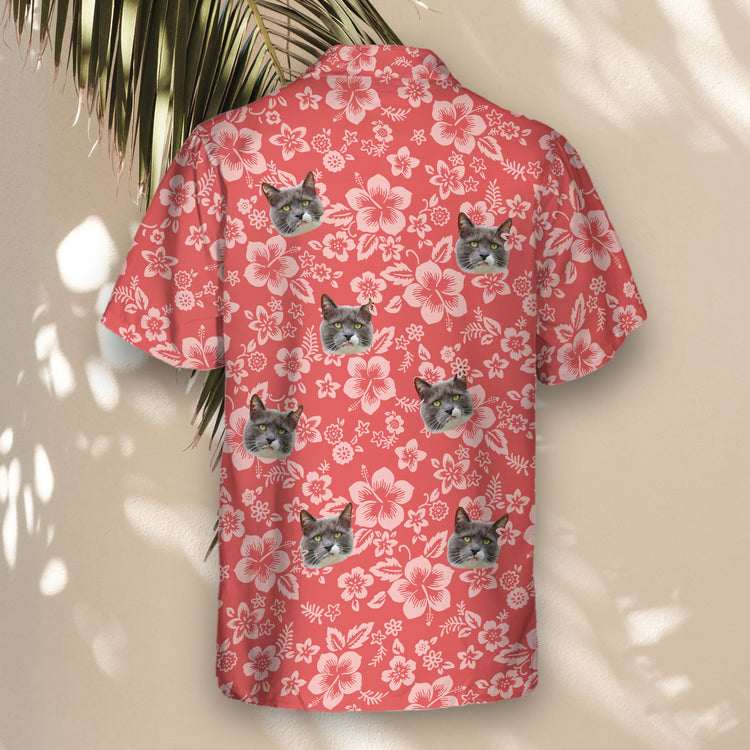 Custom Hawaiian shirts with faces on them and Japanese hibiscus designs, offering a vibrant floral touch and stylish comfort for any occasion.