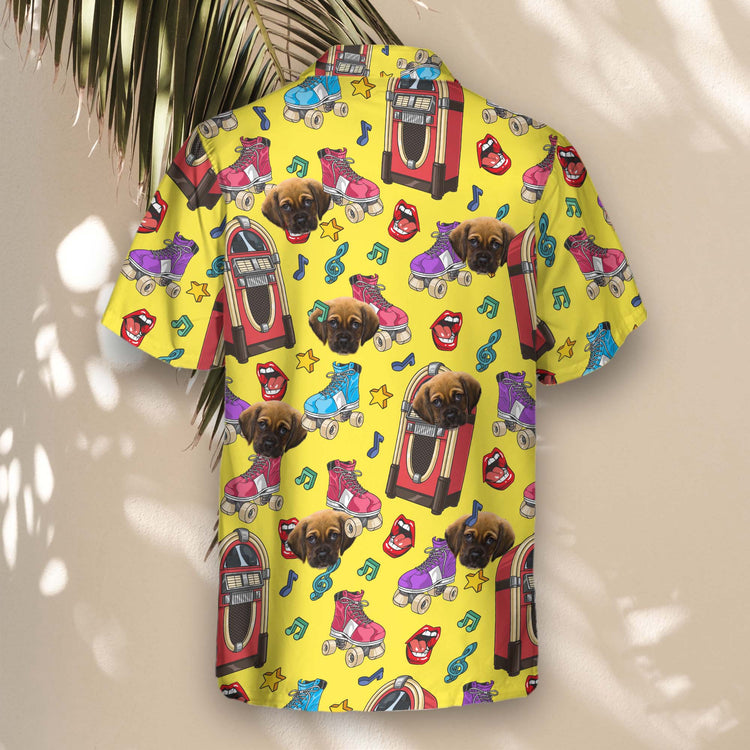 Make a statement in custom Hawaiian shirts with vibrant jungle prints and shirts with faces on them, offering a mix of bold and playful styles.