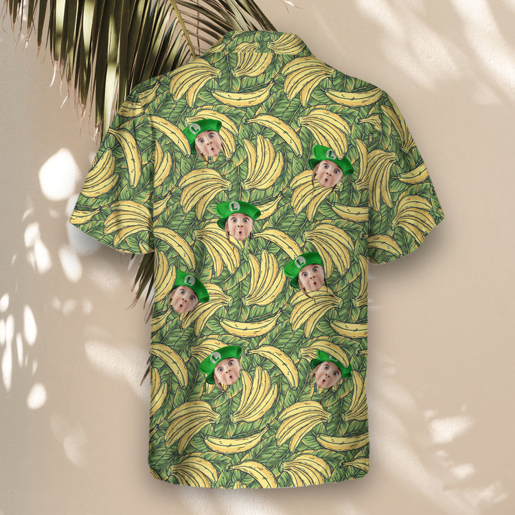Fun tropical custom Hawaiian shirts featuring bright bananas and lively designs. Express your style with these unique shirts with faces on them.