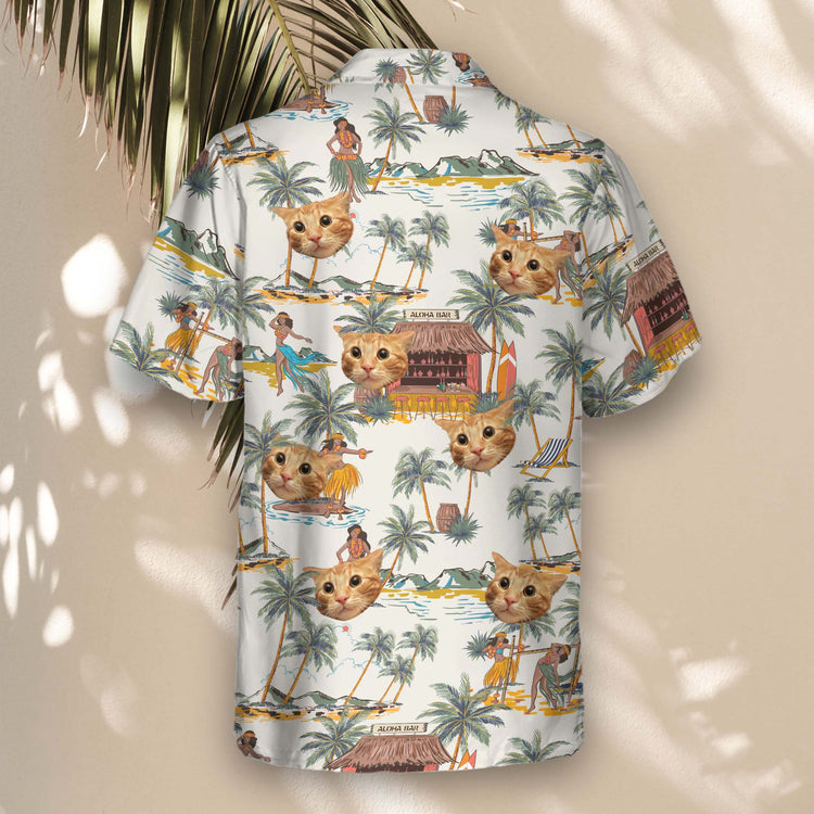 Nature-inspired custom Hawaiian shirts with palm trees and exotic flowers. Add faces on them for a vibrant, lightweight tropical vibe perfect for any event.