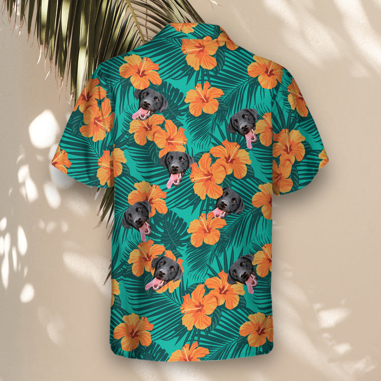 A Tropical Flowers and Palm Leaves Custom Hawaiian Shirt featuring vibrant hibiscus flowers, lush palm leaves, and tropical greenery. This comfortable, short-sleeve shirt offers a relaxed fit, perfect for beach vacations, summer parties, or casual island wear, with a bold and exotic floral design.