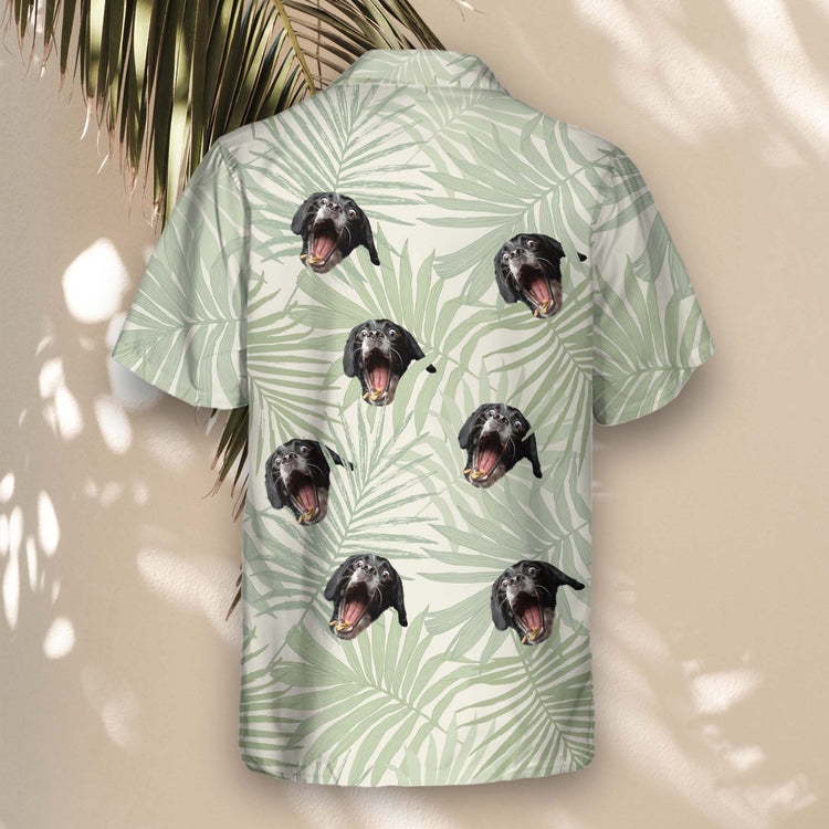 Nature-inspired custom Hawaiian shirts with bold tropical leaves. Add faces on them for a fun, laid-back style perfect for a fresh tropical wardrobe.