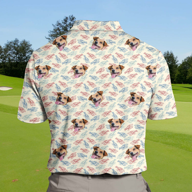 Unique funny golf shirts with faces on them featuring marine life designs.