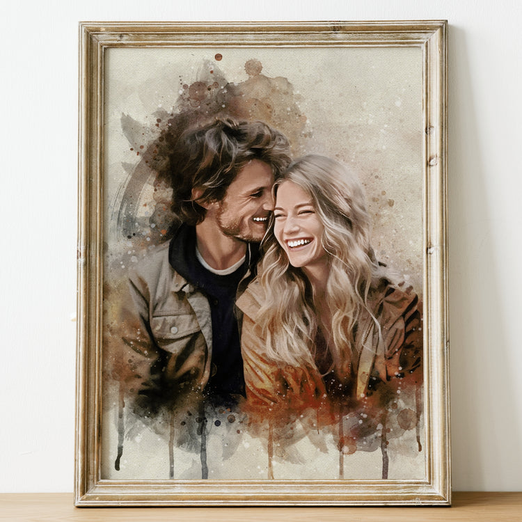 Turn your love story into art with a custom couple portrait painting! Our skilled portrait painting artists transform your photos into art, turning your picture into a drawing you’ll cherish. Perfect for home decor or gifting, it's a beautiful custom portrait painting from photo.