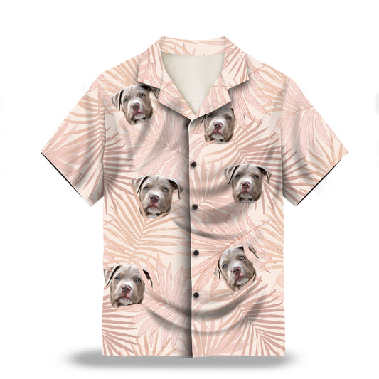 Image: Botanical Tropical Leaf in Pastel Blush Pink Custom Hawaiian Shirt. Featuring elegant tropical leaf designs in a soft pastel pink hue, perfect for a stylish summer look. Alt text for accessibility.