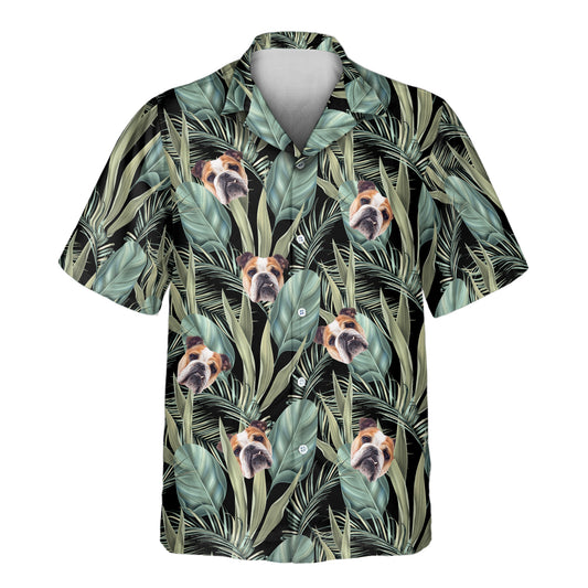 Palm Grove Custom Hawaiian Shirts with Faces or Logos, featuring tropical palm leaves and jungle foliage for a vibrant summer look.